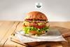 Chicken burger with flag