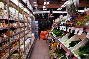 convenience store aisle chillers loose veg